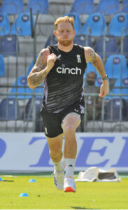 England's Ben Stokes warmup during net practice ahead of the Second Test Match at Multan Cricket Stadium