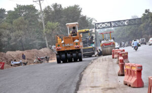 Heavy machinery being used to construction of Park Road during development work in the Federal Capital
