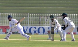 England batter Ben Duckett in action during the 1st day of second and last Test Cricket match between Pakistan and England Pindi Cricket Stadium