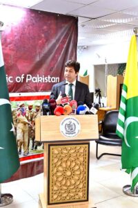 H.E. Hussain Muhammad, Consul General speaks during an event arranged to observe 27th October Kashmir Black Day at the Consulate General of Pakistan