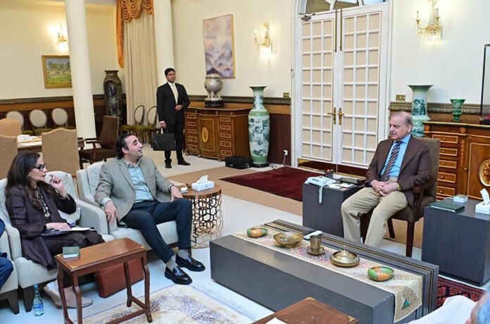 Chairman Pakistan People's Party Bilawal Bhutto Zardari along with a delegation called on Prime Minister Muhammad Shehbaz Sharif