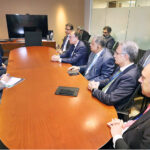 Federal Minister for Finance and Revenue Senator Muhammad Aurangzeb in a meeting with Ms. Deemah Al Yahya, Secretary General, Digital Cooperation Organization (DCO)