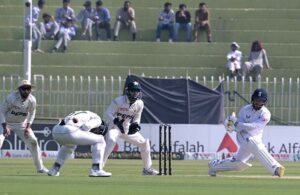 England batter Ben Duckett in action during the 1st day of second and last Test Cricket match between Pakistan and England Pindi Cricket Stadium