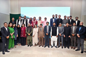 Director General PID, Ms. Tahira Saeeda in a group photograph during a seminar on "Anti-Corruption Awareness Activities-2024 Formation of Character Building Societies (CBS)" at Information Service Academy
