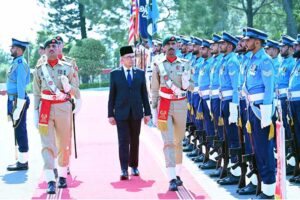 Prime Minister of Malaysia Dato' Seri Anwar Ibrahim being presented Guard of Honor upon arrival at the Prime Minister's House.