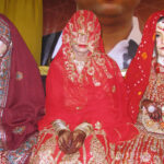 Brides during Annual 15th Mass wedding ceremony at Memon Farm House Hala Naka area organized by Jelani Welfare Foundation last night