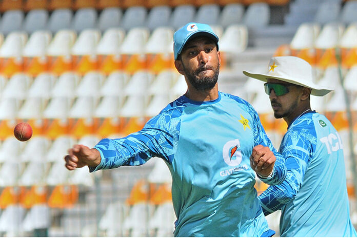 Shan Masood Captain of Pakistan team during a practice session ahead of the Second Test cricket match against England at Multan Cricket Stadium