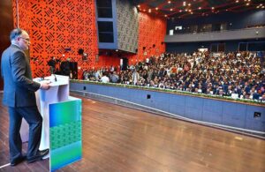 Federal Minister for Planning, Development and Special Initiatives Prof. Ahsan Iqbal addressing during Data Fet 2024 organized by Ministry of Planning, Development and Special Initiatives at Pak-China Friendship Center.