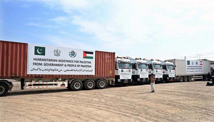 On instructions of Prime Minister, Pak NDMA Dispatched 15th & 16th Consignment of 200 tons of relief items for people of Lebanon & Gaza through NLC convoy from NDMA's Warehouse