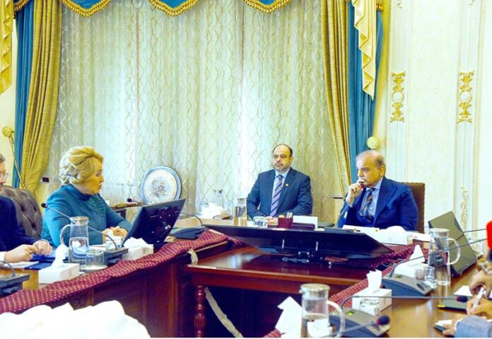 Speaker of the Federation Council of the Federal Assembly of the Russian Federation, H.E. Ms. Valentina Matvienko, calls on Prime Minister Muhammad Shehbaz Sharif