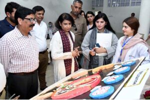 Vice Chancellor of Shaheed Mohtarma Benazir Bhutto Medical University Professor Dr. Nusrat Shah along with Chairman of the Institute S. Iqbal Babu and other inaugurating An exhibition was held on the topic of " Anatomy and Physiology" by the students of the first batch of Doctor of Physiotherapy and BS Nursing Generic at Chandka Institute of Nursing and Allied Health Sciences
