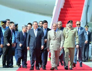 Prime Minister Muhammad Shehbaz Sharif receives Chinese Premier H.E. Li Qiang upon his arrival in Pakistan.