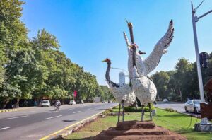 A view of birds replica installed at Constitution Avenue for beautification of Federal Capital in connection with Shanghai Cooperation Organization (SCO) Summit.
