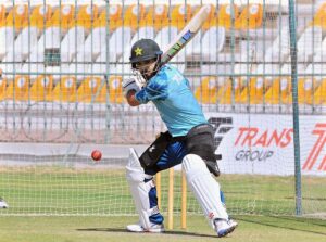 Shan Masood Captain of Pakistan team during a practice session ahead of the Second Test cricket match against England at Multan Cricket Stadium