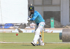 Shan Masood Captain of Pakistan team during a practice session ahead of the Second Test cricket match against England at Multan Cricket Stadium