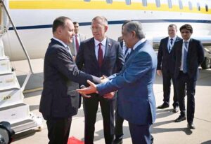 - Belarus Prime Minister H.E. Roman Alexandrovich Golovchenko being welcomed by Minister for Law and Justice Azam Nazeer Tarar at Islamabad International Airport as he arrives in Pakistan to attend the SCO Summit.
