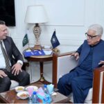 Defence Minister Khawaja Muhammad Asif addressing the business community while congratulating the newly elected officials of the Chamber of Commerce, including President Ikram ul Haq