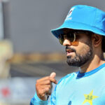 Pakistan's Babar Azam in a practice session ahead of the Second Test Match against England at Multan Cricket Stadium