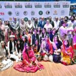 Federal Secretary, MoFE&PT, Mohyuddin Ahmad Wani in a group photograph with Ambassador of Austria to Pakistan Ms. Andrea Wicke, Chairman HEC Mukhtar Ahmed and students during the closing ceremony of 3-day "Girls Sports Carnival 2024" organized by Ministry of Federal Education and Professional Training at Pakistan Sports Board