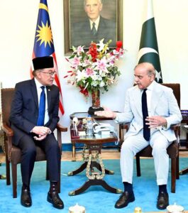 Prime Minister Muhammad Shehbaz Sharif meets with Prime Minister of Malaysia YAB Dato' Seri Anwar Ibrahim.