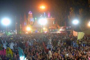 A large number of Hindus attending religious festival at Durga Shiva Mandir on late Saturday night