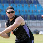 England's Head Coach Brendon McCullum gives catch practice during a training session before the first Test match against Pakistan at Multan Cricket Stadium