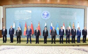 A group photograph of Prime Minister of Pakistan Muhammad Shehbaz Sharif and Heads of delegations of the 23rd SCO Heads of Government Meeting