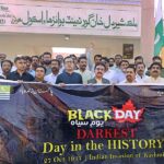 District administration official’s participants in a rally to show solidarity with Kashmiri people eve of Kashmir Black Day in solidarity with the people of Jammu and Kashmir outside Malak sherdil khan Government High School Kotri