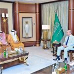 Minister for Investment of the Kingdom of Saudi Arabia Engineer Khalid bin Abdulaziz Al-Falih and Advisor at the Saudi Royal Court Mohammad Bin Mazyad Al-Tuwaijri called on Prime Minister Muhammad Shehbaz Sharif on the sidelines of the 8th Future Investment Initiative Conference