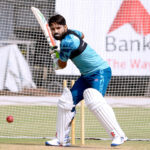 Pakistan wicketkeeper Muhammad Rizwan in action during a practice session ahead of the first Test cricket match against England at the Multan Cricket Stadium