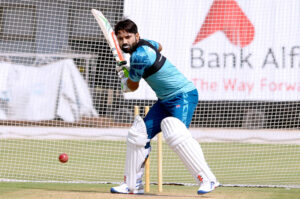 Pakistan wicketkeeper Muhammad Rizwan in action during a practice session ahead of the first Test cricket match against England at the Multan Cricket Stadium