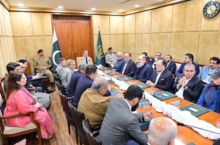 Prime Minister Muhammad Shehbaz Sharif chairs a meeting of the Federal