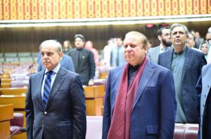 Prime Minister Muhammad Shehbaz Sharif attending the session of the National Assembly convened to pass the 26th Constitutional Amendment.