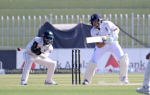 England batter Harry Brook plays shot during the 3rd day of the last cricket Test match between Pakistan and England at Pindi Cricket Stadium