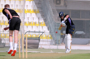 England Cricket team players in a net practice session for upcoming Test series against Pakistan Cricket team at Multan Cricket Stadium.