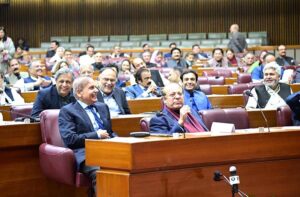 Prime Minister Muhammad Shehbaz Sharif attending the session of the National Assembly convened to pass the 26th Constitutional Amendment.