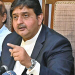 Speaker Punjab Assembly Malik Ahmed Khan addressing the Meet the Press program at Press Club