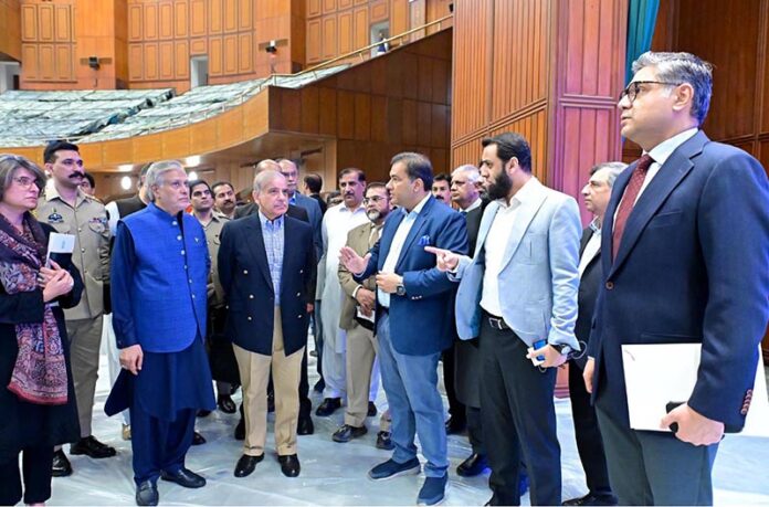 Prime Minister Muhammad Shehbaz Sharif visiting Jinnah Convention Centre to review preparations for the upcoming SCO Head of the Governments Summit