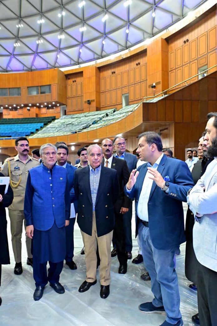 Prime Minister Muhammad Shehbaz Sharif visiting Jinnah Convention Centre to review preparations for the upcoming SCO Head of the Governments Summit