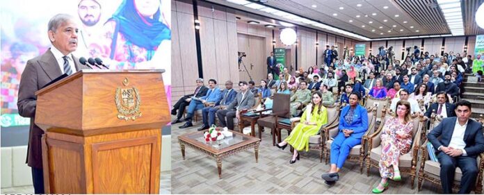Prime Minister Muhammad Shehbaz Sharif addressing a ceremony organized to mark World Polio Day & the Inauguration of the National Polio Campaign