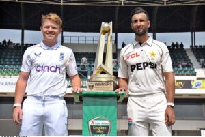 England cricket team captain Ollie Pope addressing a press conference as 1st Test match will be played against Pakistan from October 7-11 at the Multan Cricket Stadium