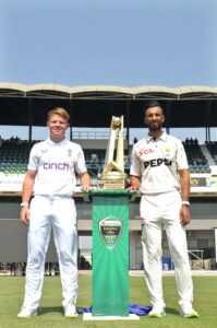 England cricket team captain Ollie Pope addressing a press conference as 1st Test match will be played against Pakistan from October 7-11 at the Multan Cricket Stadium