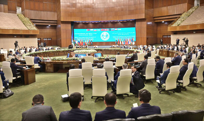 Prime Minister Muhammad Shehbaz Sharif addresses the 23rd SCO Council of Heads of Governments Meeting