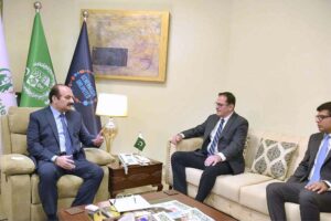 Chairman Prime Minister's Youth Programme Rana Mashhood Ahmed Khan in a meeting with Ambassador for Bosnia and Herzegovina Emin Cohodarveic