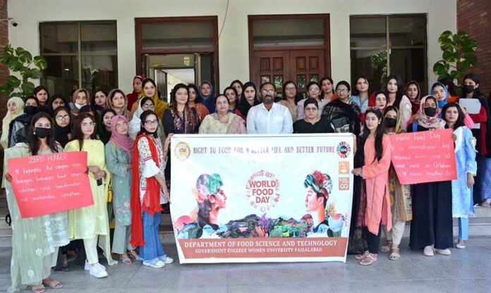Vice-Chancellor Prof. Dr. Zill-I-Huma Nazli leading a walk in connection with World Food Day organized by Department of Food Sciences & Technology at the Government College Women University Faisalabad (GCWUF)