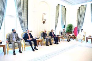 Prime Minister Muhammad Shehbaz Sharif meets with Amir of Qatar His Highness Sheikh Tamim bin Hamad Al Thani
