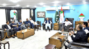 Pakistan Muslim League Nawaz (PML-N) delegation, led by Secretary General Ahsan Iqbal, Advisor to PM Rana Sanaullah, and Federal Minister Azam Nazeer Tarar, meets with MQM-Pakistan leadership, including Chairman Khalid Maqbool Siddiqui, at Pakistan House