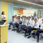 Senator Samina Mumtaz Zehri addressing students during the COP Simulation Programme, organized by the Ministry of Climate Change and Environmental Coordination at Habib University