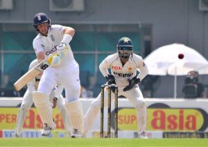 England's batter Joe Root plays a beautiful shot during the third day of the first Test cricket match between Pakistan and England at the Multan Cricket Stadium.