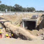 A view of ongoing construction work at the Numaish Chowrangi underpass in the provincial capital, aiming to improve city infrastructure